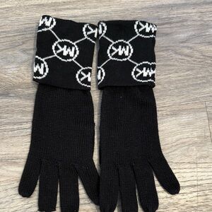 Black Knit Gloves with White Pattern